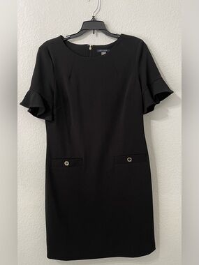 Tommy Hilfiger Black Ruffle Sleeve Midi Dress